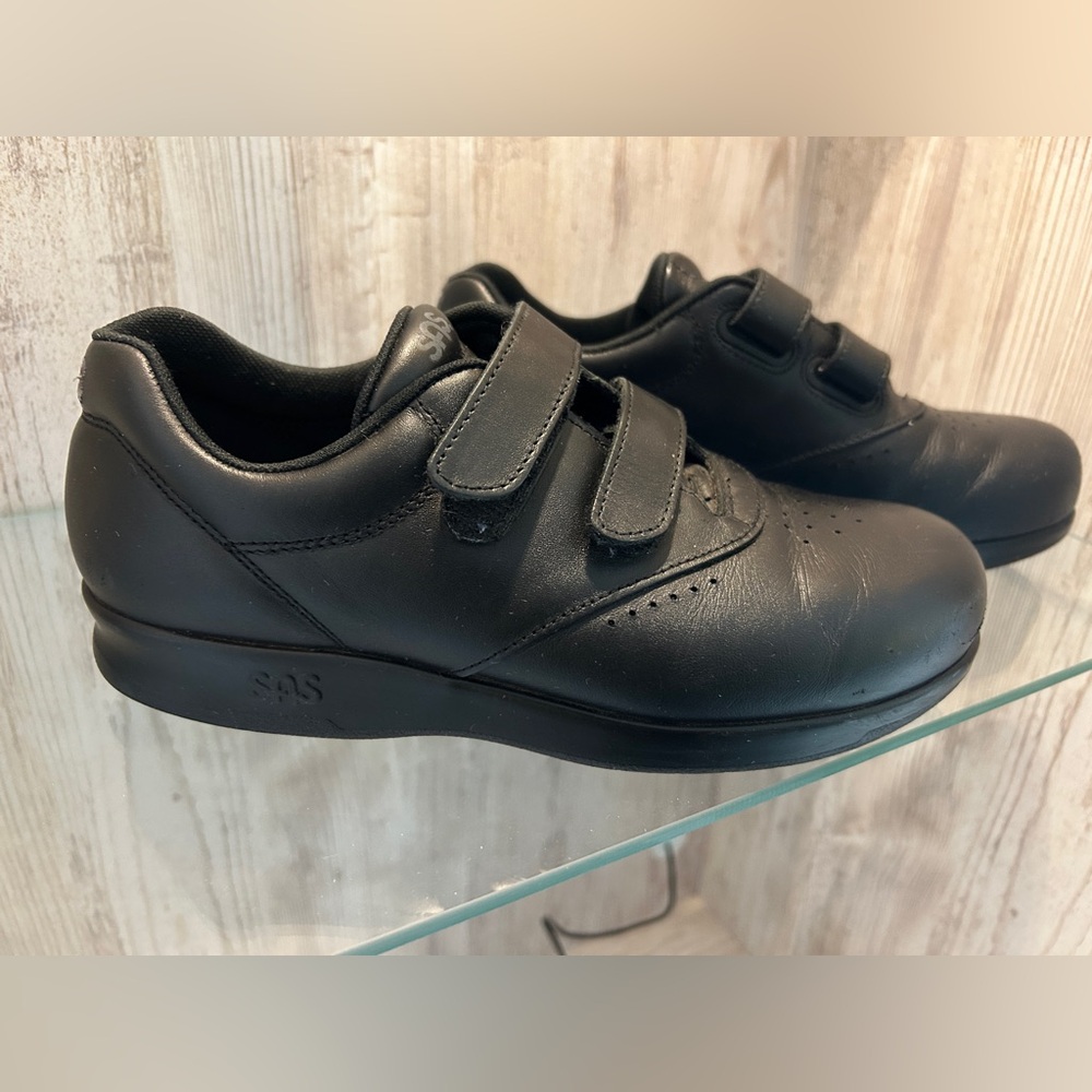 SAS Me Too Women’s Size 6.5 Black Leather Strap Walking Shoes Comfort